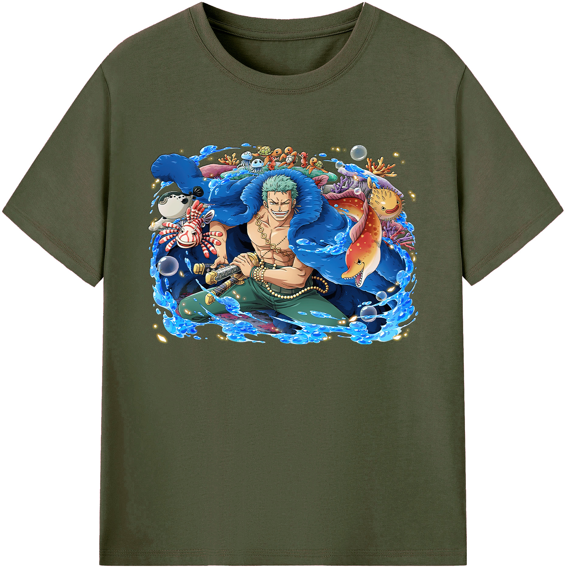 ワンピース ロロノア・ゾロ ONE PIECE Roronoa Zoro 綿100％ メンズ半袖Tシャツ｜肌触りやわらか＆通気性